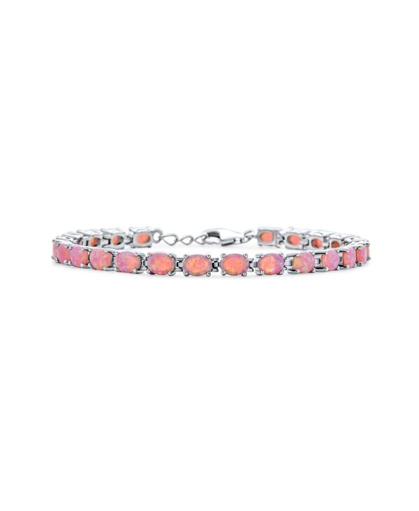 ブリング レディース アクセサリー ブレスレット・バングル・アンクレット Bling Jewelry Solitaire Round Created Opal Tennis Bracelet Sterling Pink opal ピンク