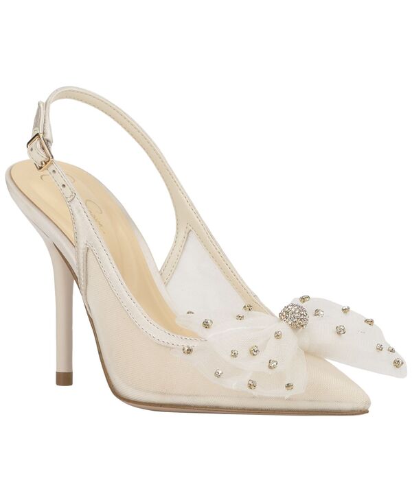 ジェシカシンプソン レディース シューズ パンプス メッシュ Jessica Simpson Women Lavilra Bow Mesh Slingback Pumps Off White Mesh オフホワイト