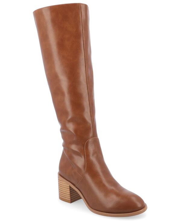ジュルネ コレクション レディース シューズ ブーツ・レインブーツ ヒール Journee Collection Women Romilly Round Toe Regular Wide Calf and Extra Wide Calf Block Heel Knee High Boots Brown ブラウン