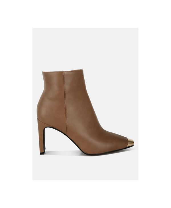 ロンドンラグ レディース シューズ ブーツ・レインブーツ トール 鳥打ち帽 なめし革 フェイクレザー London Rag Womens Orca Metallicap Toe Faux Leather Boots Brown 赤銅色 ブーツ-レディース靴-靴