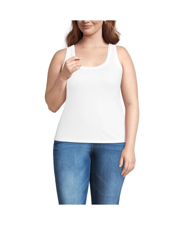 ランズエンド レディース トップス シャツ プラスサイズ Lands' End Plusize Drapey Rib Fitted Tank Top White ホワイト