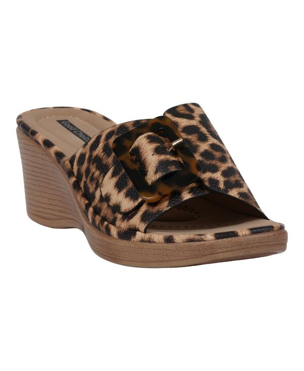 ジーシーシューズ レディース サンダル GC Shoes Women's Teri Buckle Wedge Sandals Leopard アニマル｜ReVida 店