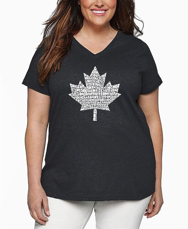 エルエーポップアート レディース トップス Tシャツ Vネック プラスサイズ LA Pop Art Plusize Record CANADIANATIONAL ANTHEM Art V-Neck T-Shirt Grey グレー