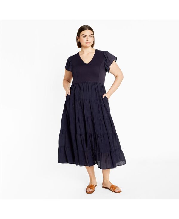 シティーシック レディース トップス ワンピース プラスサイズ CITY CHIC Plusize Marley Dress Navy ネイビー