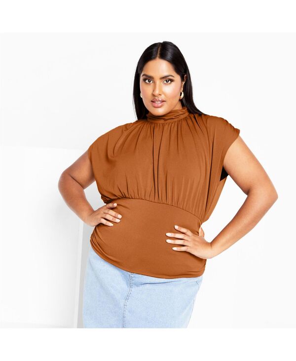シティーシック レディース トップス シャツ プラスサイズ CITY CHIC Plusize Kay Top Toffee