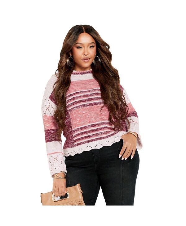アベニュー レディース アウター ニット・セーター プラスサイズ AVENUE Women's Plusizelissa Sweater Pink ピンク