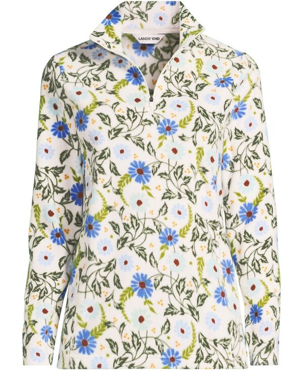ランズエンド レディース アウター パーカー・スウェット ハーフジップ フリース Lands' End Women's Anyweather Fleece Quarter Zipullover. Blue allover floral ブルー
