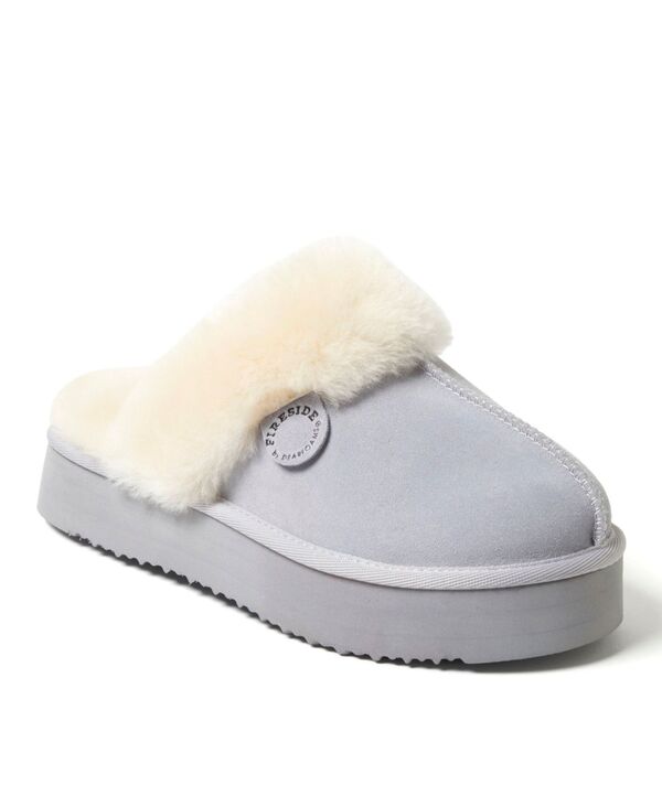 ディアフォームズ レディース シューズ サンダル プラットホーム Dearfoams Fireside by Women\u0027s Melton Genuine Shearling Platform Scuff Slipper Sleet