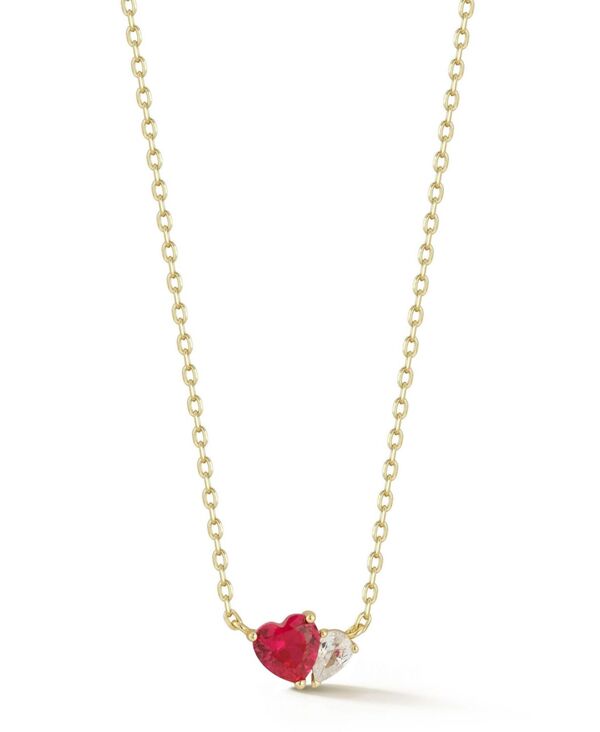 レイチェル ゾー レディース アクセサリー ネックレス・チョーカー・ペンダントトップ レース Rachel Zoe 14K Gold Plated Sterling Silver Dainty Two-Stone Heart Necklace Red レッド