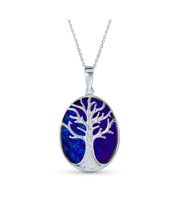 ブリング レディース アクセサリー ネックレス・チョーカー・ペンダントトップ レース Bling Jewelry Large Oval Wishing Tree Family Tree Of Life Pendant Necklace Western Jewelry Sterling Blue lapis lazuli ブルー