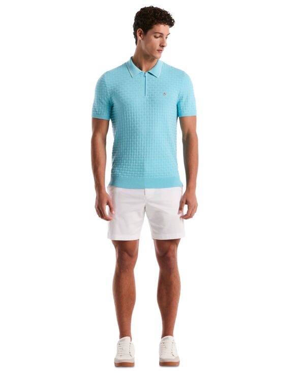 オリジナルペンギン メンズ アウター ニット・セーター ポロシャツ Original Penguin Men Linkstitch Slim-Fit Polo Sweater Blue Topaz ブルー