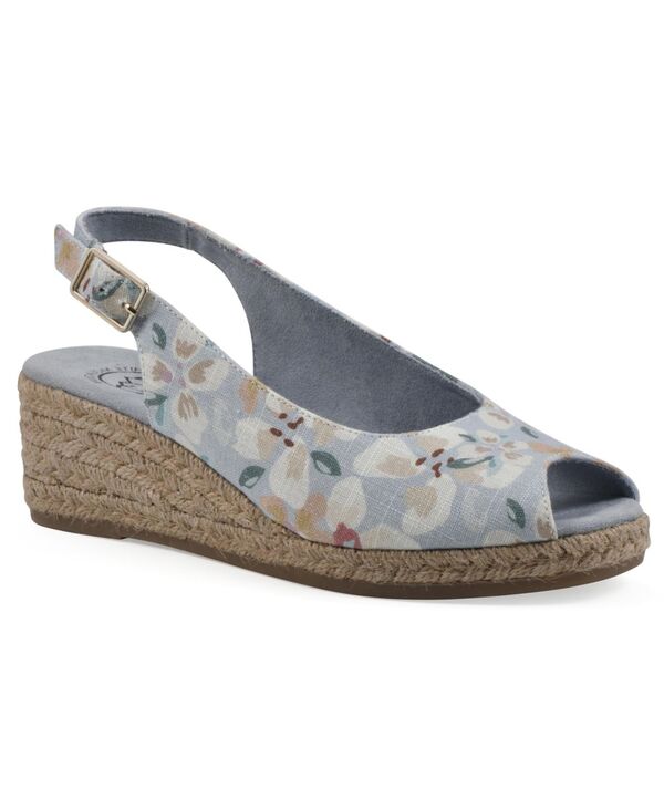 ホワイトマウンテン レディース シューズ サンダル White Mountain Women's Maizespadrille Wedge Sandals Light Blue Floral Fabric ブルー