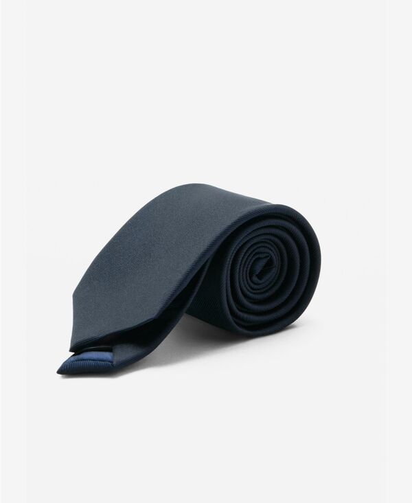 マンゴ メンズ アクセサリー ネクタイ シルク MANGO Men's Plain Silk Tie Navy ネイビー