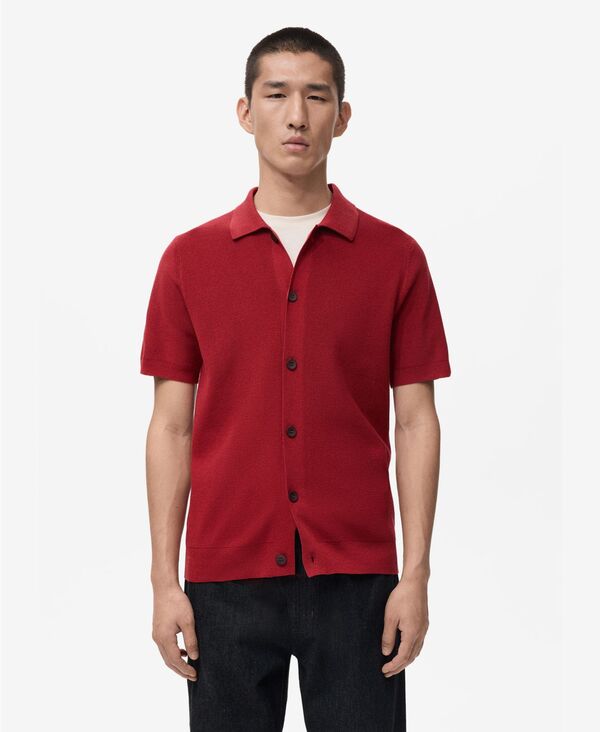 マンゴ メンズ トップス シャツ コットン ニット MANGO Men's Cotton Knit Shirt Red レッド 17,986円