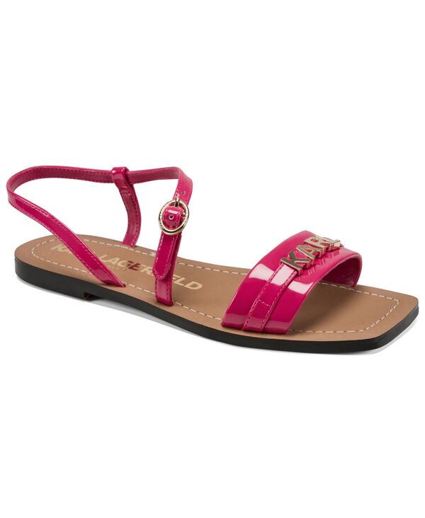 長い巻き毛 ラガーフェルド レディース シューズ サンダル KARLAGERFELD PARIS Women\u0027s Miram Flat Sandals Hot Pink サクラ色