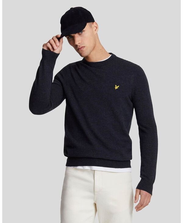 ライルアンドスコット メンズ アウター ニット・セーター クルーネック ウール Lyle & Scott Men's Lambswool Blend Crew Neck Sweater Dark navy marl マール