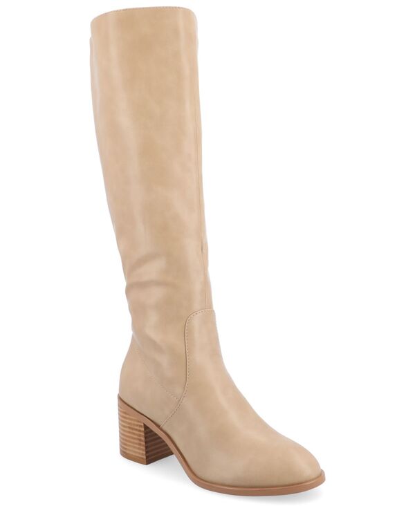ジュルネ コレクション レディース シューズ ブーツ・レインブーツ ヒール Journee Collection Women Romilly Round Toe Regular Wide Calf and Extra Wide Calf Block Heel Knee High Boots Tan タン