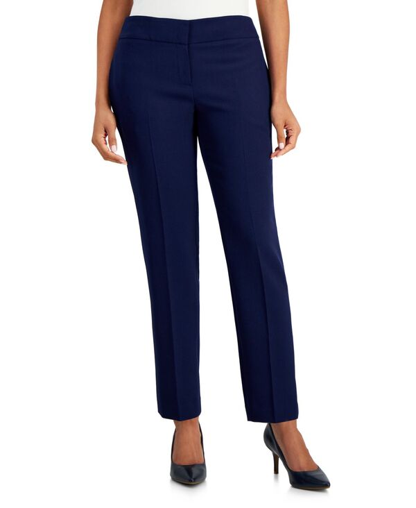 カスパール レディース ボトムス カジュアルパンツ クレープチ Kasper Women'stretch Crepe Slim Leg Pant Regular & Petite Kasper Navy ネイビー
