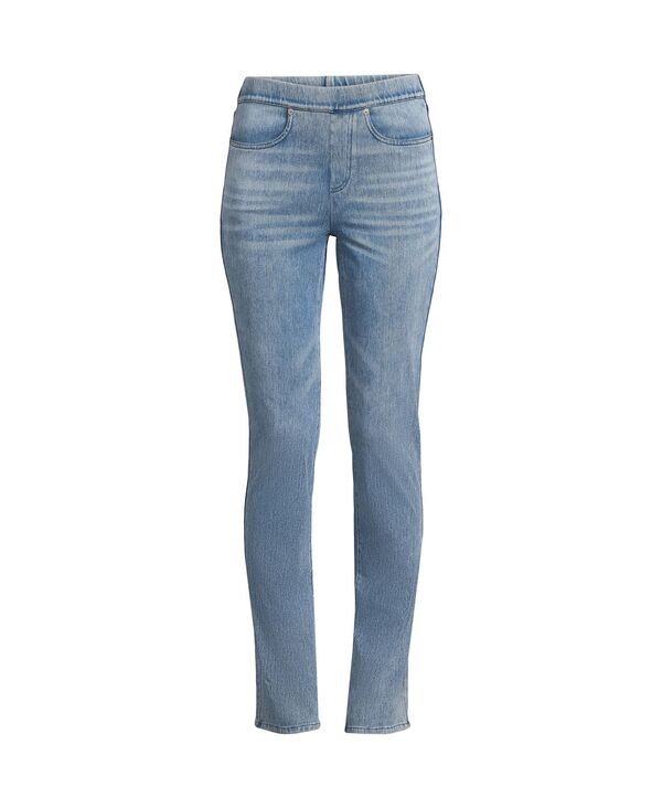 ランズエンド レディース ボトムス デニムパンツ プチ ニット ジーンズ Lands' End Petite Starfish Mid Rise Knit Denim Straight Jeans Light brook デニム｜ReVida 店