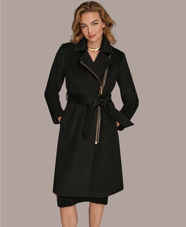 ダナ キャラン ニューヨーク レディース アウター ジャケット・ブルゾン コート Donna Karanew York Women's Notch Collared Belted Coat Black ブラック