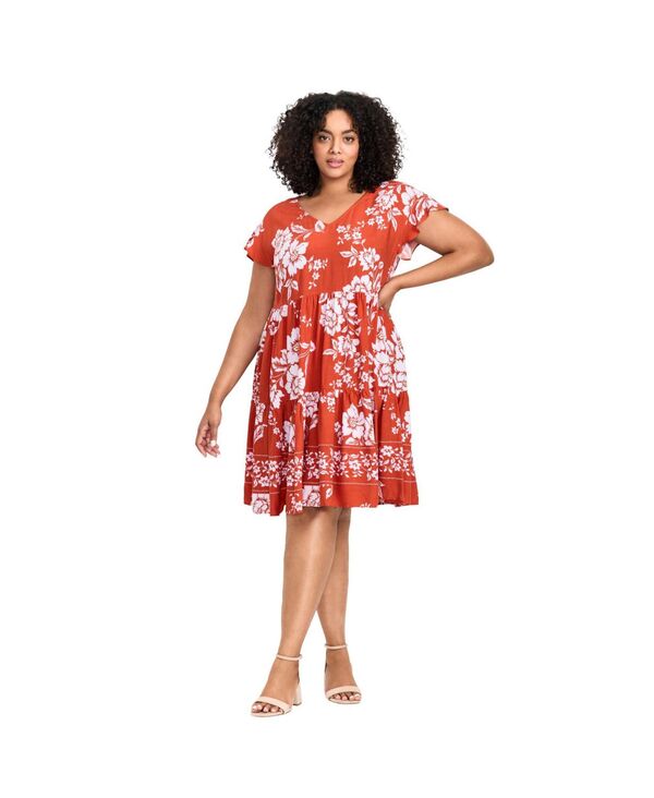 アベニュー レディース トップス ワンピース プラスサイズ AVENUE Women's Plusize Unwind Tiers Dress Camellia