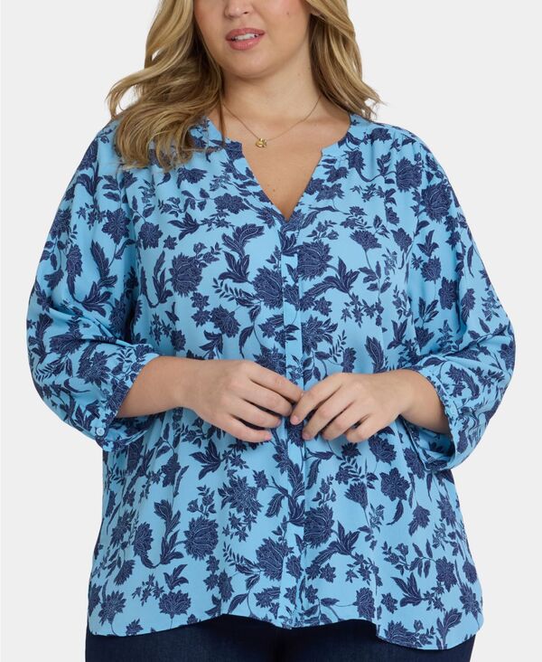 エヌワイディージェイ レディース トップス シャツ プラスサイズ NYDJ Plusize Pintuck 3/4 Sleeve Top Villebon