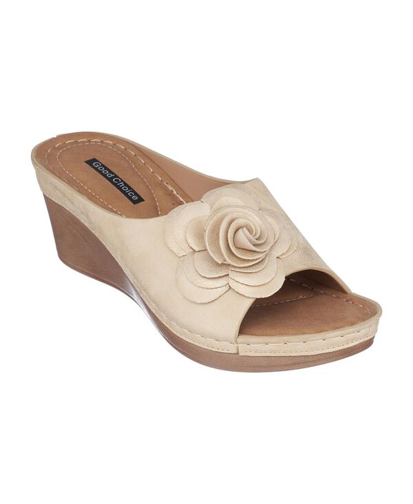 ジーシーシューズ レディース サンダル フラワー柄 フラワー GC Shoes Women's Tokyo Floral Wedge Sandals Gold ゴールド