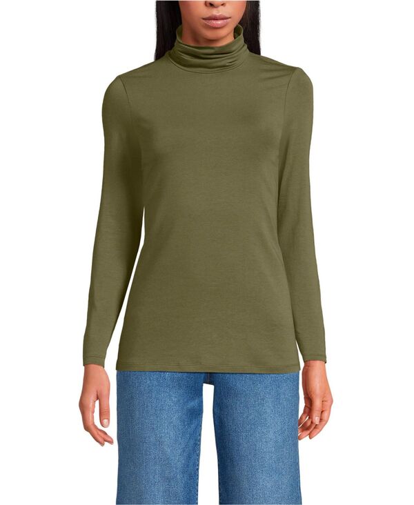 ランズエンド レディース トップス シャツ タートルネック ジャージー Lands' End Women's Lightweight Jersey Long Sleeve Turtleneck Olive drab オリーブ