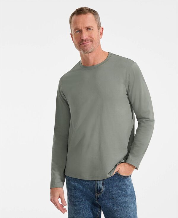 ランズエンド メンズ トップス Tシャツ コットン Lands' End Men's Long Sleeve Cotton Supima Tee grey グレー