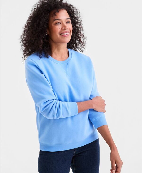 スタイルアンドコー レディース アウター パーカー・スウェット クルーネック シャツ 長袖 Style & Co Women's Long-Sleeve Crewneck Sweatshirt Sky Dew