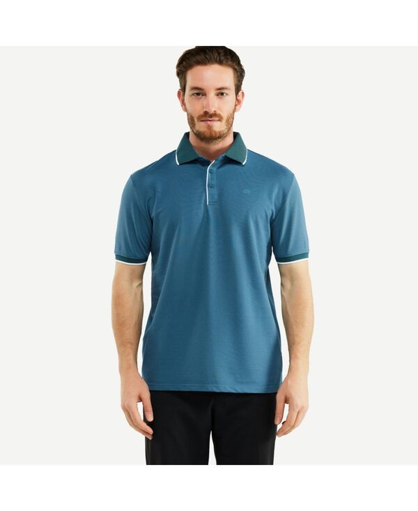 ミオマリオ メンズ トップス ポロシャツ コントラスト コットン Mio Marino Men's Classic-Fit Cotton-Blend Pique Polo Shirt with Contrast Collar Aegean blue ブルー 11,665円