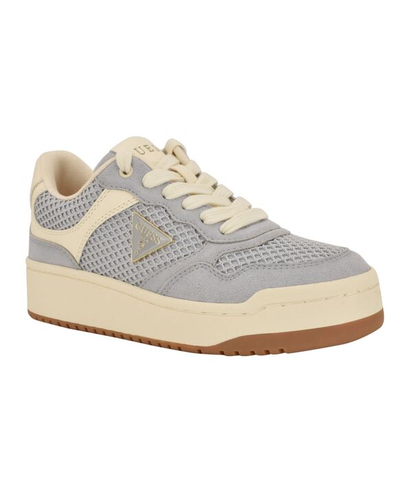 ゲス レディース シューズ スニーカー プラットフォーム レース GUESS Women's Miram Lace-Uplatform Court Sneakers Gray Mesh グレー