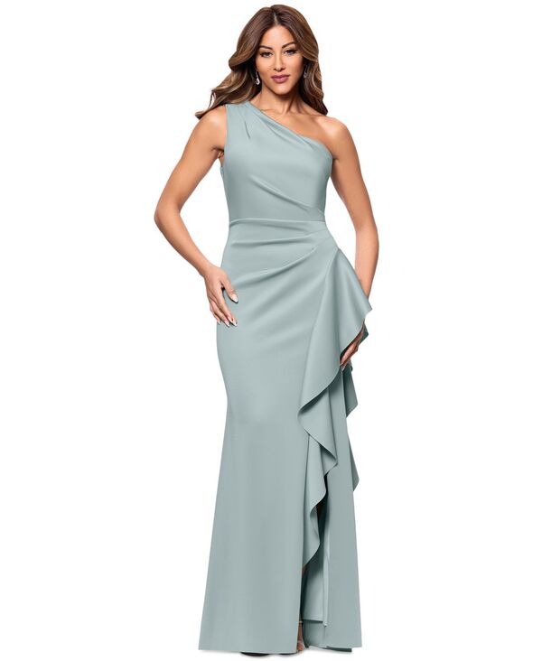 エスケープ レディース トップス ワンピース フリル ワンショルダー スキューバ XSCAPE Women's Ruffled One-Shoulder Scuba Gown Sage セージ|ReVida 店