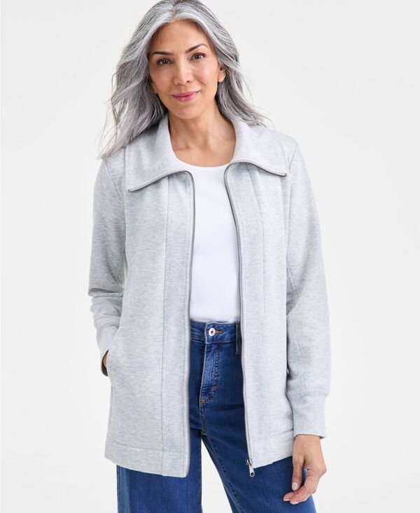 スタイルアンドコー レディース アウター ニット・セーター フリース Style & Co Women's Zip-Front Fleece Tunic Slate Heather スレート