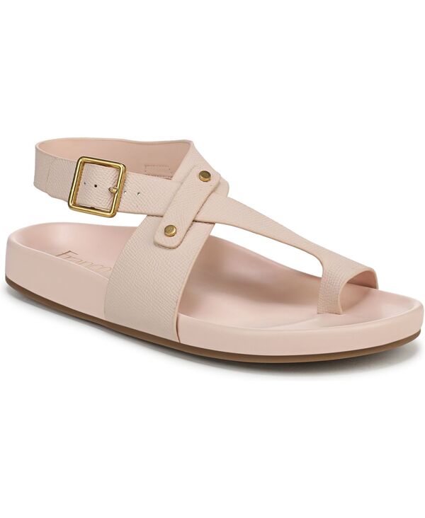 フランコサルト レディース シューズ サンダル Franco Sarto Blair Toe Loop Round Toe Buckle Flat Sandals Light Pink Tumbled Leather ピンク｜ReVida 店