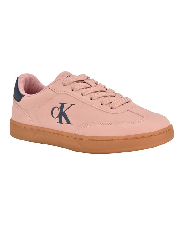 カルバンクライン レディース シューズ スニーカー スピード競技 ロゴタイプ Calvin Klein Women\u0027s Narissa Logo Lace-Up Sneakers Medium Pink/Dark Blue 青み
