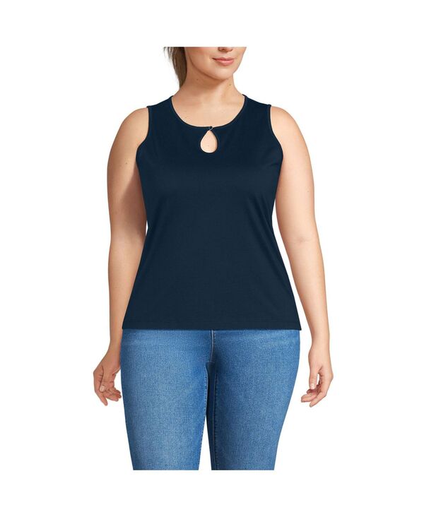 ランズエンド レディース トップス シャツ プラスサイズ Lands' End Plusize Supima Keyhole Tank Radiant navy ネイビー
