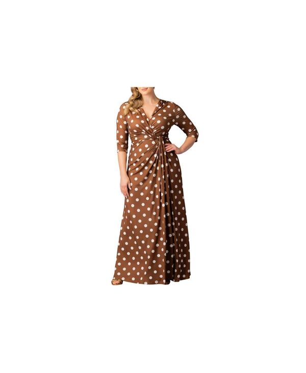 キヨナ レディース トップス ワンピース プラスサイズ Kiyonna Plusizevening Romance Longown Chocolate polka dot チョコレート