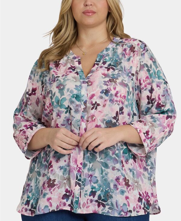 エヌワイディージェイ レディース トップス シャツ プラスサイズ NYDJ Plusize Pintuck 3/4 Sleeve Top Le Marais