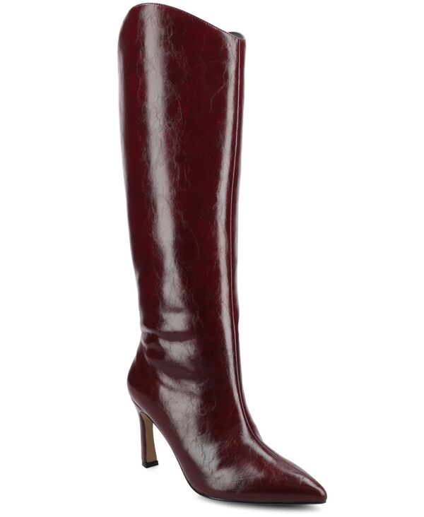 ジュルネ コレクション レディース シューズ パンプス ブーツ Journee Collection Women's Rehela Pointed Toe Stiletto Regular and Wide Calf Knee High Dress Boots Oxblood Patent オックスブラッド画像