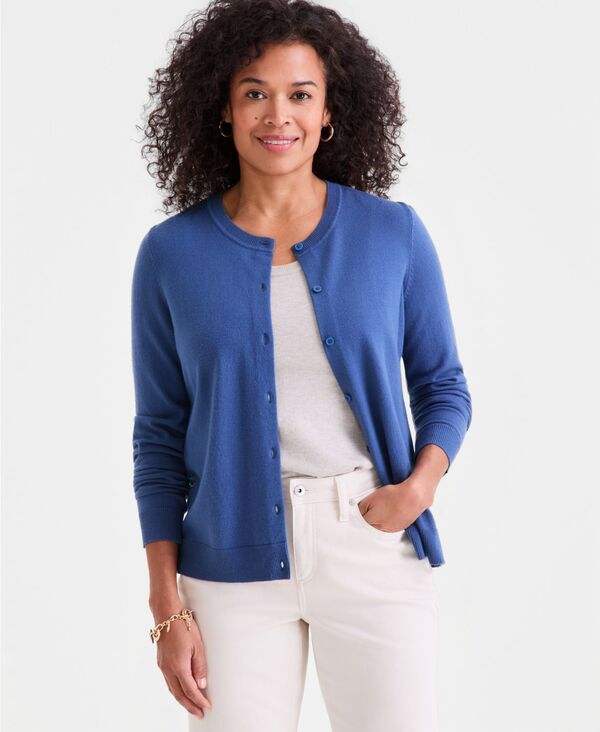 スタイルアンドコー レディース アウター ニット・セーター カーディガン ダウン 長袖 Style & Co Women's Button-Down Long-Sleeve Cardigan Blue Jazz ブルー｜ReVida 店 9,086円