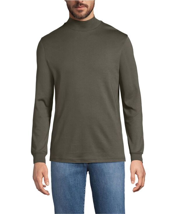 ランズエンド メンズ トップス Tシャツ タートルネック コットン Lands' End Men's Cotton Supima Mock Turtleneck Forest moss フォレスト