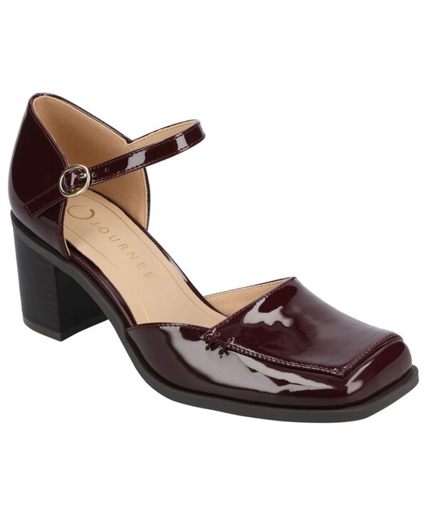 ジュルネ コレクション レディース シューズ パンプス ヒール Journee Collection Women's Evangeline Block Heel Square Toe Pumps Chocolate Patent チョコレート