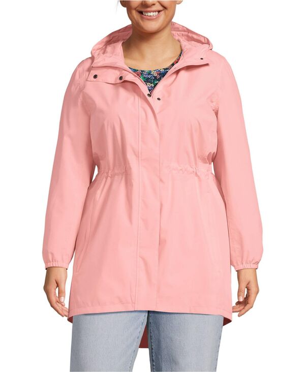ランズエンド レディース アウター ジャケット・ブルゾン プラスサイズ コート Lands' End Plusize Squall Packable Waterproof Raincoat Sunset coral pink ピンク