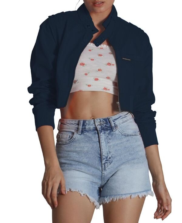 メンバーズオンリー レディース アウター ジャケット・ブルゾン ミニ クロップド Members Only Women's Mini Cropped Racer Jacket Navy ネイビー