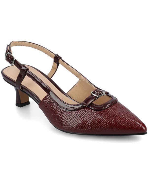 ジュルネ コレクション レディース シューズ パンプス ヒール Journee Collection Women's Padma Kitten Heel Slingback Pumps Oxblood オックスブラッド画像