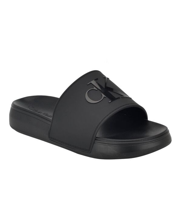 カルバンクライン メンズ シューズ サンダル Calvin Klein Men's Wiston Pool Slip-On Flat Slides Black ブラック｜ReVida 店