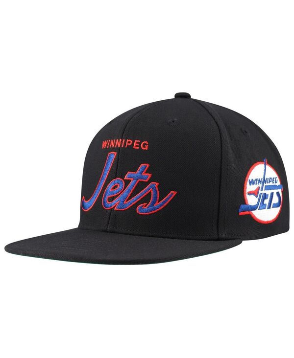 ミッチェル&ネス メンズ アクセサリー 帽子 Mitchell & Ness Men's Black Winnipeg Jets Core Team Script 2.0 Snapback Hat Black ブラック 7,441円