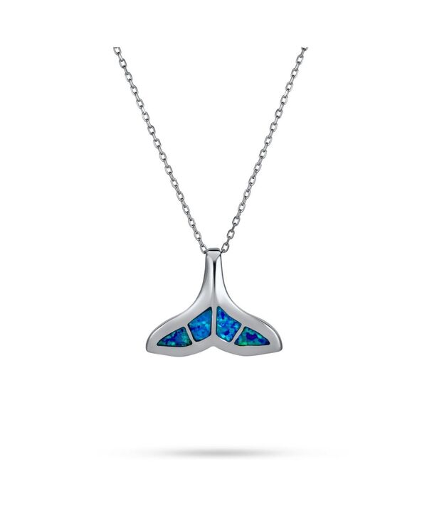 ブリング レディース アクセサリー ネックレス・チョーカー・ペンダントトップ レース Bling Jewelry Nautical Blue Inlay Created Opal Fish Fin Whale Tail Pendant Necklace .925 Sterling Silver シルバー