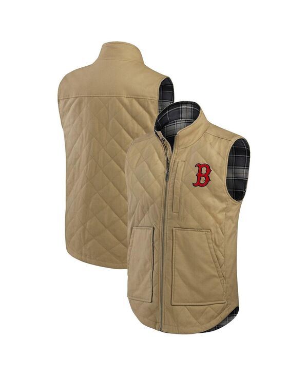 ファナティクス メンズ トップス ベスト Fanatics Darius Rucker Collection by Men's Tan/Charcoal Boston Red Sox Reversible Canvas Plaid Patch Full-Zip Vestan Charcoal チャコール